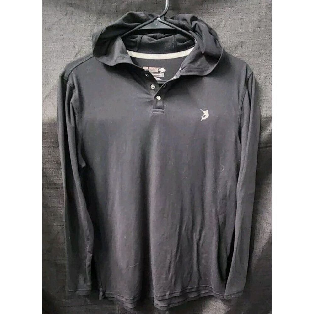 REEL LEGENDS Fishing Boys Black Long Sleeve SHIRT HOODIE Pullover Sz‎ 14/16 Lrg